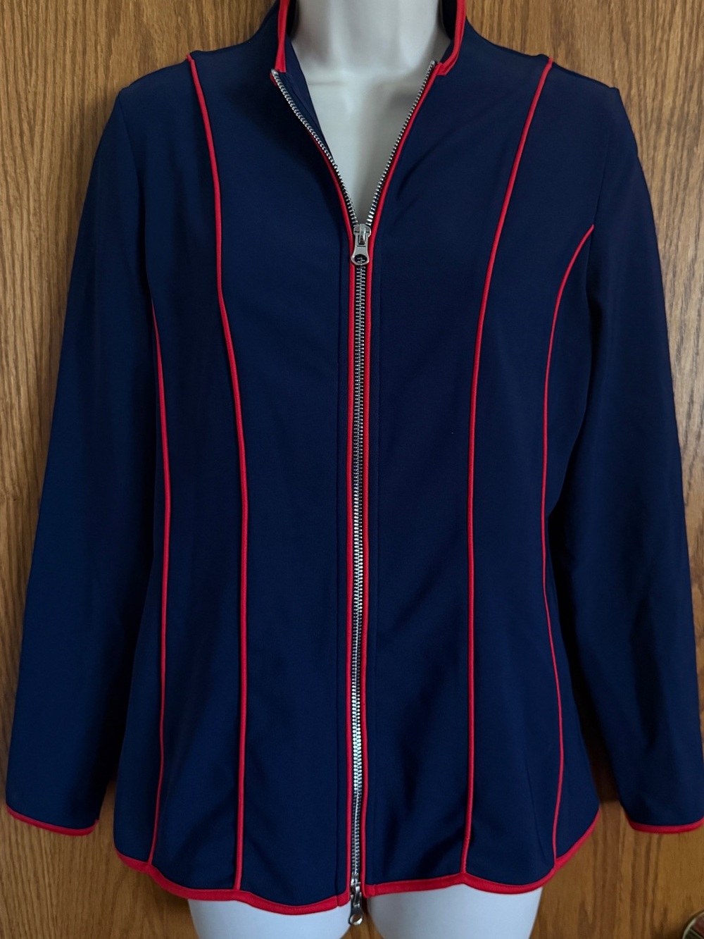 Boston Proper Full Zip Front Jacket Blue / Red Activewear Stretch Women’s Size S
